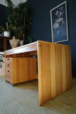 Minimalist Vintage Czechoslovakian Desk – 1970s Modernist Design with Mobile Drawer Unit