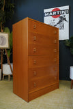 Mid Century 1960s Chest of Drawers Tallboy for Stag by John & Sylvia Reid Oak