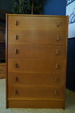 Mid Century 1960s Chest of Drawers Tallboy for Stag by John & Sylvia Reid Oak