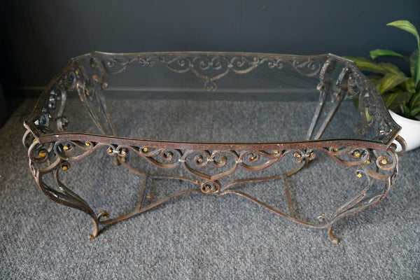 Wrought iron and shop glass coffee table
