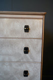 Mid Century Hollywood Regency 1960s Pearlescent Formica Small Chest of Drawers