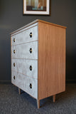 Mid Century Hollywood Regency 1960s Pearlescent Formica Small Chest of Drawers