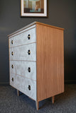 Mid Century Hollywood Regency 1960s Pearlescent Formica Small Chest of Drawers