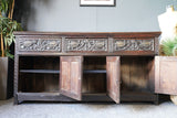 Antique 18th Century c. 1720 Large Solid Oak Carved Dresser Base / Sideboard French Polished