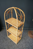 Mid Century 1970s Small Bamboo Floral Pattern Shelving Bedside Unit