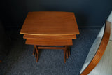Mid Century Danish Modern Teak Nesting tables Trestle base Set of Three