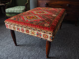 Antique 'Kilim Rug' Footstool/Coffee Table with Mahogany Legs - erfmann-vintage