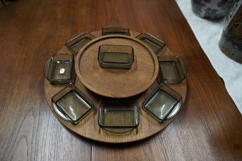 Digsmed Design Lazy Susan Serving Set in Teak – Denmark, Mid-20th Century