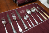 United Cutlers of Sheffield Silverware Set with Fornasetti Presentation Roll – England, Mid-20th Century