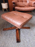 Vintage Unico Danish Teak Leather Recliner Armchair and Ottoman, Mid-Century Modern Design
