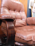 Vintage Unico Danish Teak Leather Recliner Armchair and Ottoman, Mid-Century Modern Design