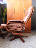 Vintage Unico Danish Teak Leather Recliner Armchair and Ottoman, Mid-Century Modern Design