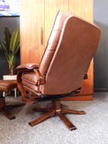 Vintage Unico Danish Teak Leather Recliner Armchair and Ottoman, Mid-Century Modern Design