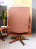 Vintage Unico Danish Teak Leather Recliner Armchair and Ottoman, Mid-Century Modern Design