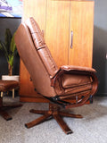 Vintage Unico Danish Teak Leather Recliner Armchair and Ottoman, Mid-Century Modern Design