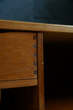 Vintage Danish Mid Century Teak Media Unit with sculpted drawer pull and record storage on casters