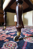 Victorian mahogany balloon back chair with brass castors and newly reupholstered patterned seat