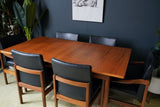 Mid Century 7-Piece Dining Set Extending Table, 6 Chairs (2 Elbow Chairs)