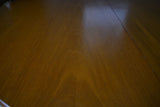 Mid Century 1970s Teak Dining Suite D-end Table Four Barback Blue Fabric Chairs