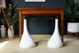 Mid Century Style Side Tables Night Stand Pap Art Style White and Glass