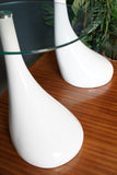Mid Century Style Side Tables Night Stand Pap Art Style White and Glass