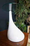 Mid Century Style Side Tables Night Stand Pap Art Style White and Glass