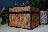 Vintage Bamboo Laundry Basket Storage Blanket Box Trunk Coffee Table