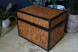 Vintage Bamboo Laundry Basket Storage Blanket Box Trunk Coffee Table