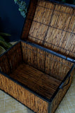 Vintage Bamboo Laundry Basket Storage Blanket Box Trunk Coffee Table