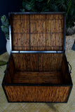 Vintage Bamboo Laundry Basket Storage Blanket Box Trunk Coffee Table