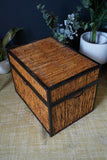 Vintage Bamboo Laundry Basket Storage Blanket Box Trunk Coffee Table
