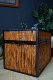 Vintage Bamboo Laundry Basket Storage Blanket Box Trunk Coffee Table
