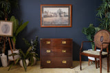 Mid Century Bevan Funnell Reprodux Military Campaign mahogany chest of drawers