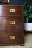 Mid Century Bevan Funnell Reprodux Military Campaign mahogany chest of drawers