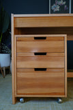 Minimalist Vintage Czechoslovakian Desk – 1970s Modernist Design with Mobile Drawer Unit