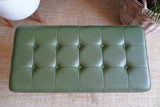 Mid-Century Modern Olive Green Vinyl Bench Stool with Tapered Legs