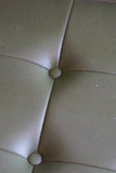 Mid-Century Modern Olive Green Vinyl Bench Stool with Tapered Legs