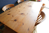 Victorian pine table and Victorian pine chairs 2 carvers 4 single