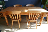 Victorian pine table and Victorian pine chairs 2 carvers 4 single