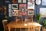 Victorian pine table and Victorian pine chairs 2 carvers 4 single