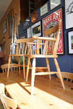 Victorian pine table and Victorian pine chairs 2 carvers 4 single