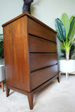 Peppler Furniture Co. 'The Hanover Line' Four-Drawer Highboy in Figured Walnut – Canada, c. 1960s
