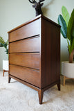 Peppler Furniture Co. 'The Hanover Line' Four-Drawer Highboy in Figured Walnut – Canada, c. 1960s