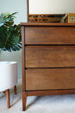 Peppler Furniture Co. 'The Hanover Line' Three-Drawer Dresser & Mirror in Figured Walnut – Canada, c. 1960s