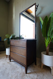 Peppler Furniture Co. 'The Hanover Line' Three-Drawer Dresser & Mirror in Figured Walnut – Canada, c. 1960s