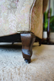 Edwardian Wingback Armchair in Vintage Floral Tapestry – United Kingdom, c.1905
