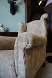 Edwardian Wingback Armchair in Vintage Floral Tapestry – United Kingdom, c.1905