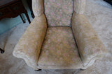 Edwardian Wingback Armchair in Vintage Floral Tapestry – United Kingdom, c.1905