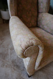 Edwardian Wingback Armchair in Vintage Floral Tapestry – United Kingdom, c.1905