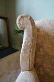 Edwardian Wingback Armchair in Vintage Floral Tapestry – United Kingdom, c.1905